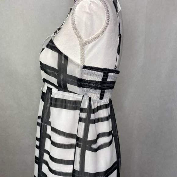 Volcom womens sleeveless mini dress white black plaid stretchy top size small S - Picture 5 of 16
